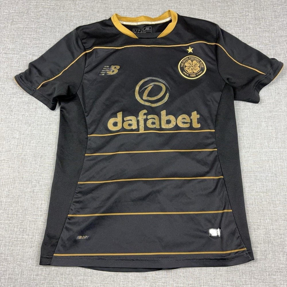 Celtic FC Jersey Mens Small Black Soccer Football New Balance Dafabet SPFL 2015